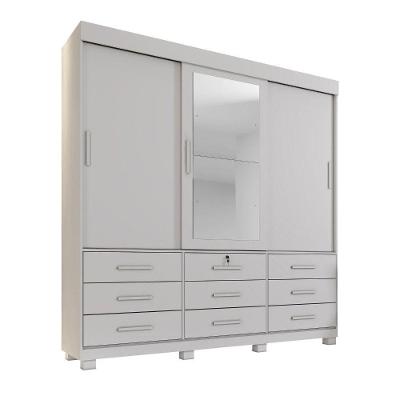 Guarda Roupa Liverpool 3 Portas 9 Gavetas 4 Prateleiras Branco