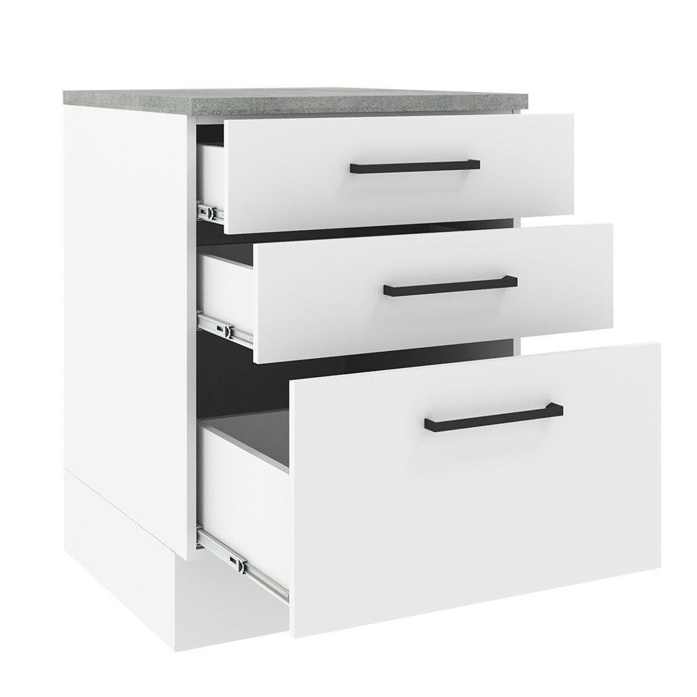 Balcão Madesa Agata 60 Cm 3 Gavetas - Branco Rustic/branco - 9