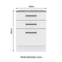 Balcão Madesa Agata 60 Cm 3 Gavetas - Branco Rustic/branco - 10