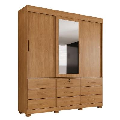 Guarda Roupa Londres 3 Portas 9 Gavetas 4 Prateleiras Cinamomo-cinamomo Off Flex