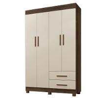 Guarda Roupa Leblon 4 Portas 2 Gavetas 5 Prateleiras - Benet Imbuia Off - 1