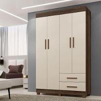 Guarda Roupa Leblon 4 Portas 2 Gavetas 5 Prateleiras - Benet Imbuia Off - 2