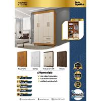 Guarda Roupa Leblon 4 Portas 2 Gavetas 5 Prateleiras - Benet Imbuia Off - 6