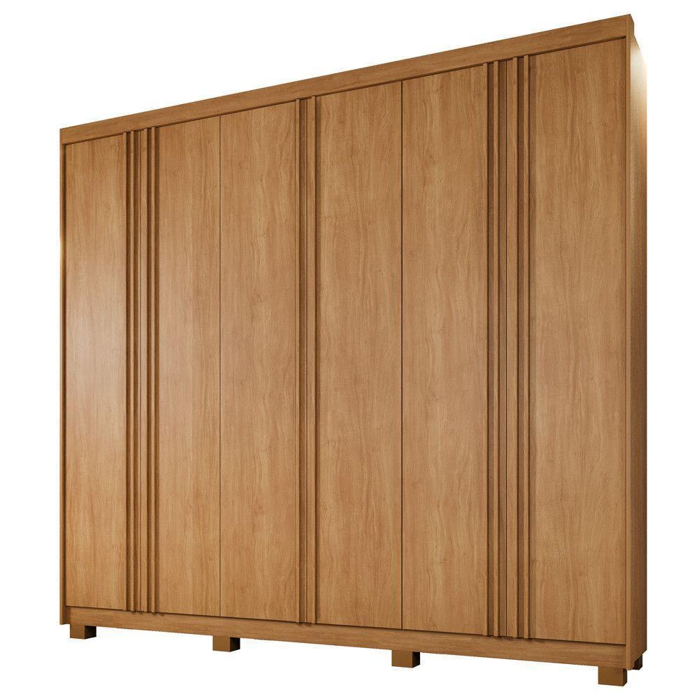Guarda Roupa Lisboa 6 Portas Ripado 4 Gavetas 10 Prateleiras Cinamomo - 1