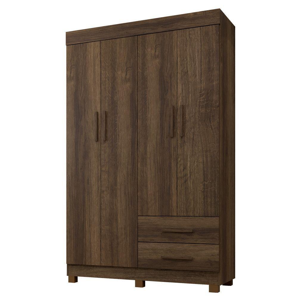 Guarda Roupa Leblon 4 Portas 2 Gavetas 5 Prateleiras - Benet Imbuia - 1