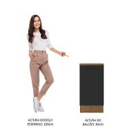 Balcão Madesa Agata 40cm 1 Porta Rustico Preto - 10