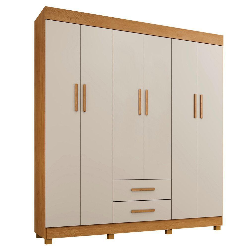 Guarda Roupa Leblon 6 Portas 2 Gavetas 7 Prateleiras Cinamomo Off - 1
