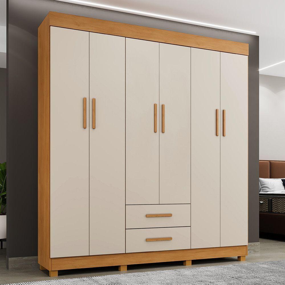 Guarda Roupa Leblon 6 Portas 2 Gavetas 7 Prateleiras Cinamomo Off - 2