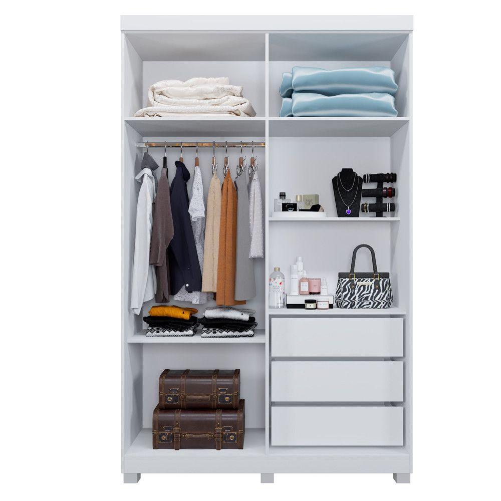 Guarda Roupa Itália 4 Portas 3 Gavetas 5 Prateleiras Branco - 3