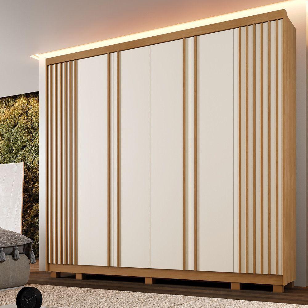 Guarda Roupa Arezzo 6 Portas Ripado 6 Gavetas 12 Prateleiras Cinamomo Off - 2