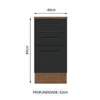 Balcão Madesa Agata 40cm 3 Gavetas Rustico Preto - 2