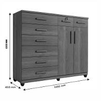 Cômoda Portugal 8 Gavetas 2 Portas 2 Prateleiras Cinamomo