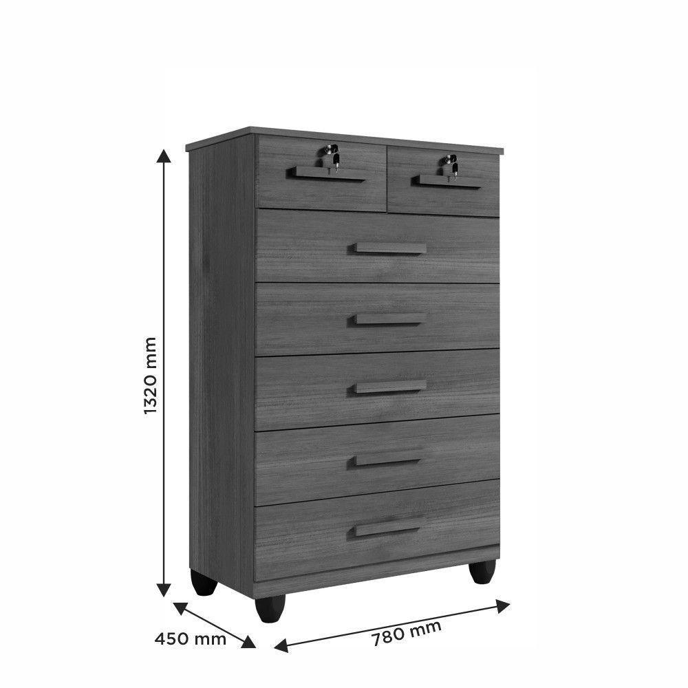 Cômoda Gaveteiro New Bacelona 7 Gavetas - Benetil Cinamomo Off - 3