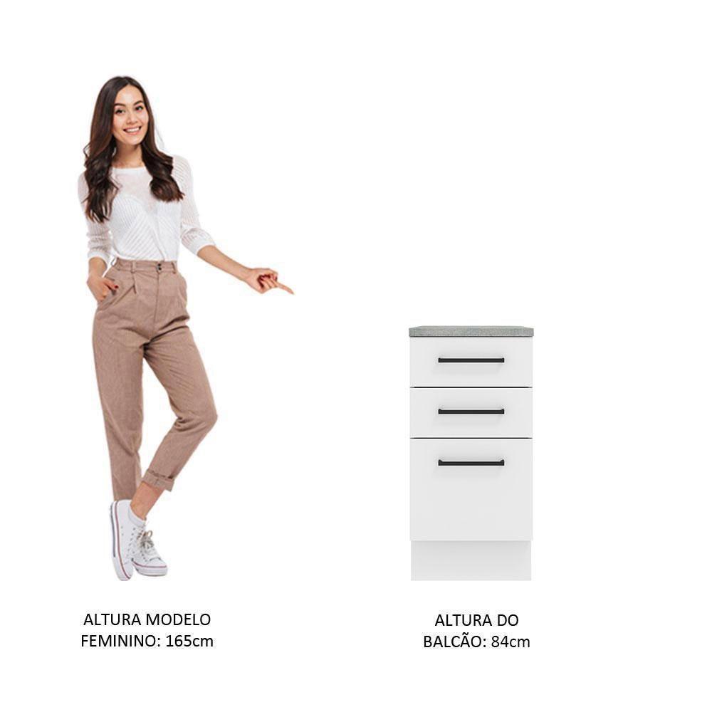 Balcão Madesa Agata 40 Cm 3 Gavetas - Branco Rustic/branco - 8