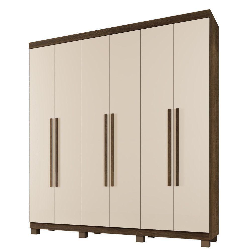 Guarda Roupa Milão 6 Portas 3 Gavetas 7 Prateleiras - Beneti Imbuia Off - 1
