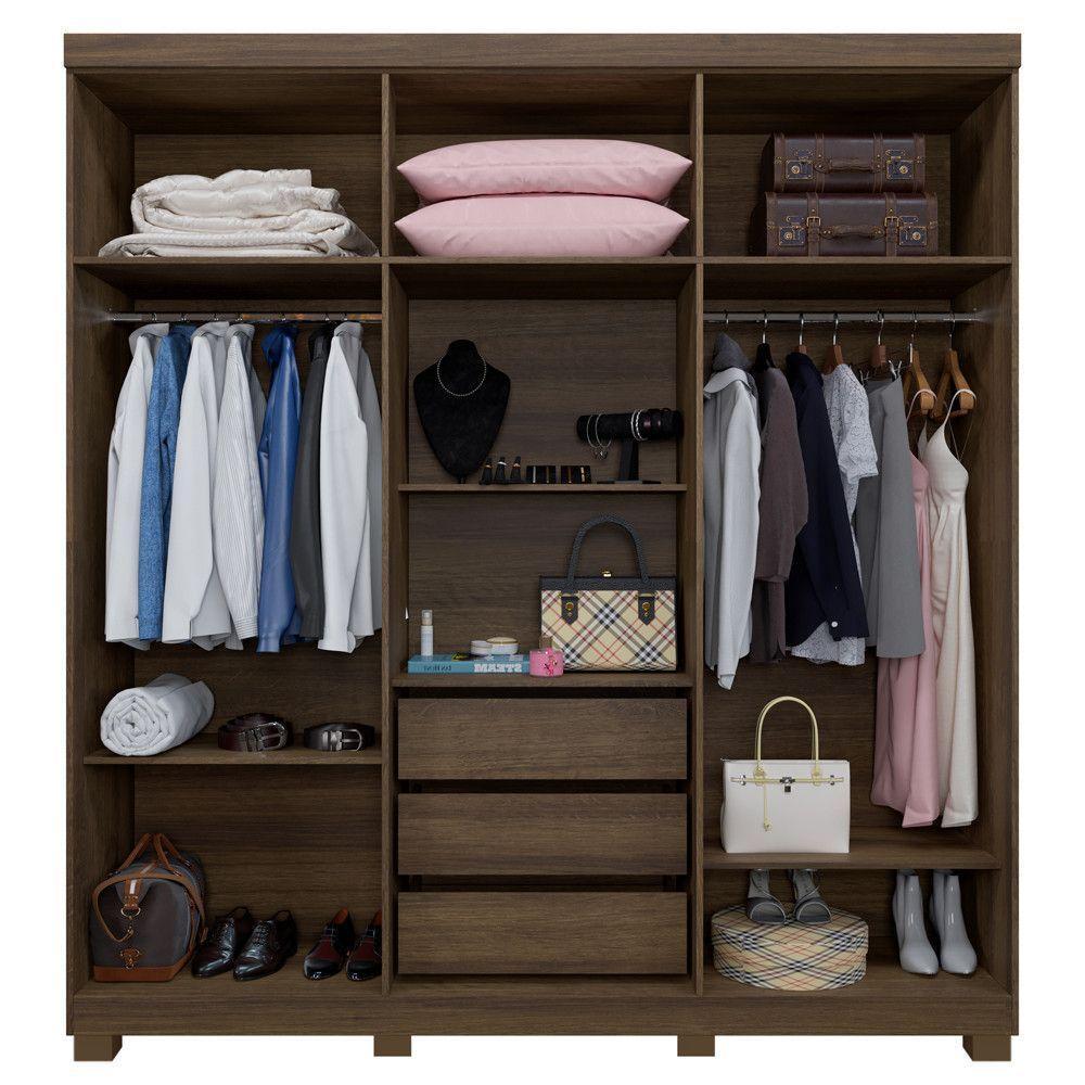 Guarda Roupa Milão 6 Portas 3 Gavetas 7 Prateleiras - Beneti Imbuia Off - 3