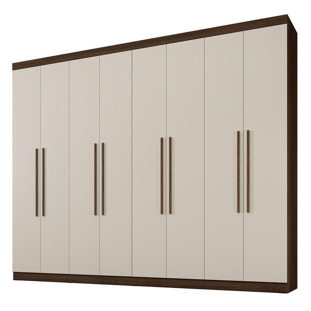 Guarda Roupa New Premium 8 Portas 4 Gavetas 8 Prateleiras Imbuia Off - 1
