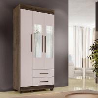 Guarda-roupa New Copacabana 3 Portas 2 Gavetas Com Espelho Imbuia Off - 2