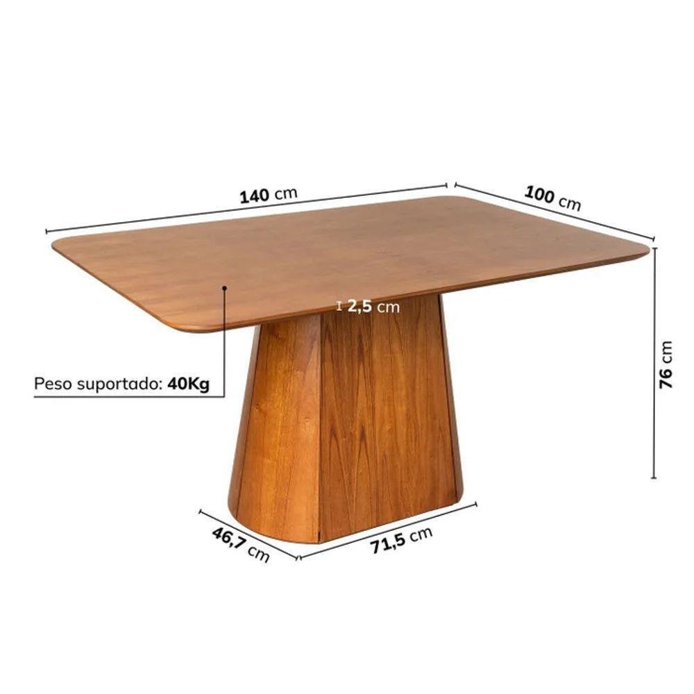 Mesa De Jantar Retangular 140cm Gtdnexxus Madeiramadeira Cinamomo Canela - 2