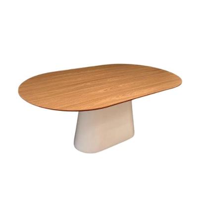 Mesa De Jantar Cone Zoe 140x90cm Base Laca Branca Tampo Cinamomo