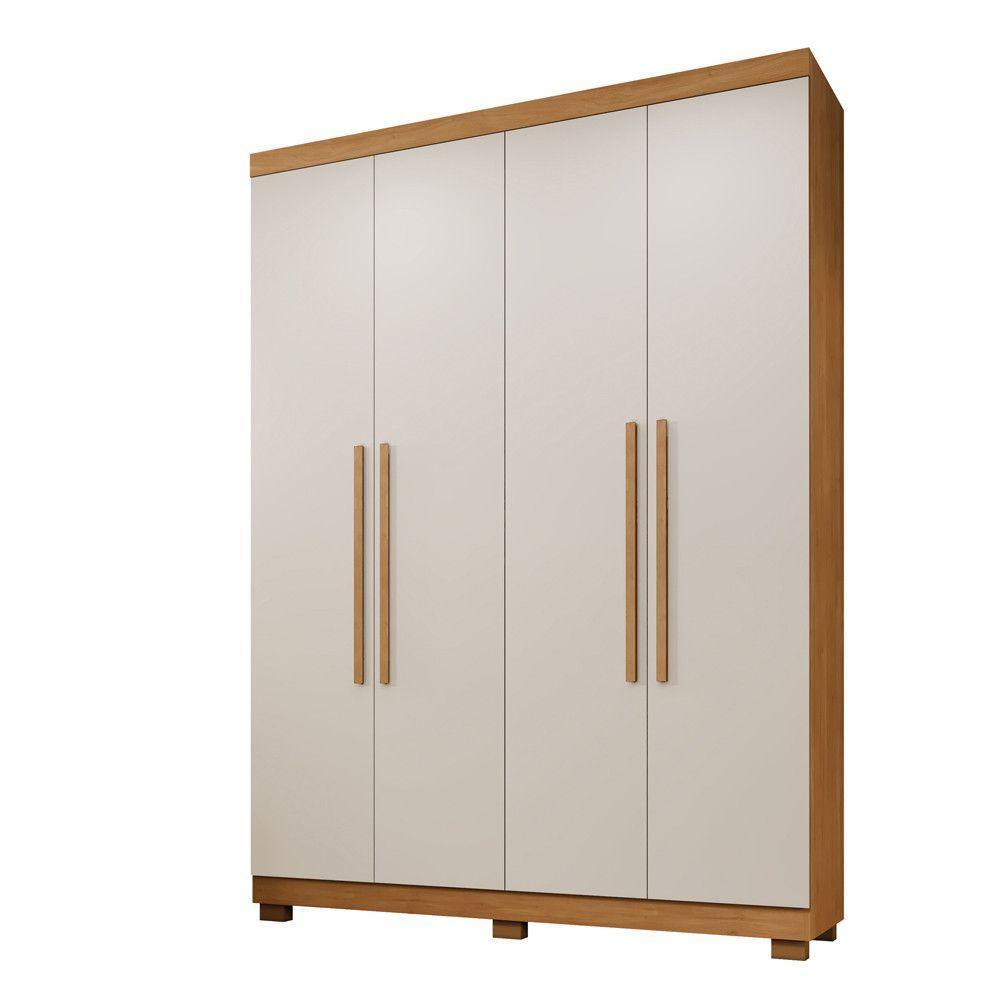 Guarda Roupa Viena 4 Portas 3 Gavetas 8 Prateleiras - Beneti Cinamomo Off - 1