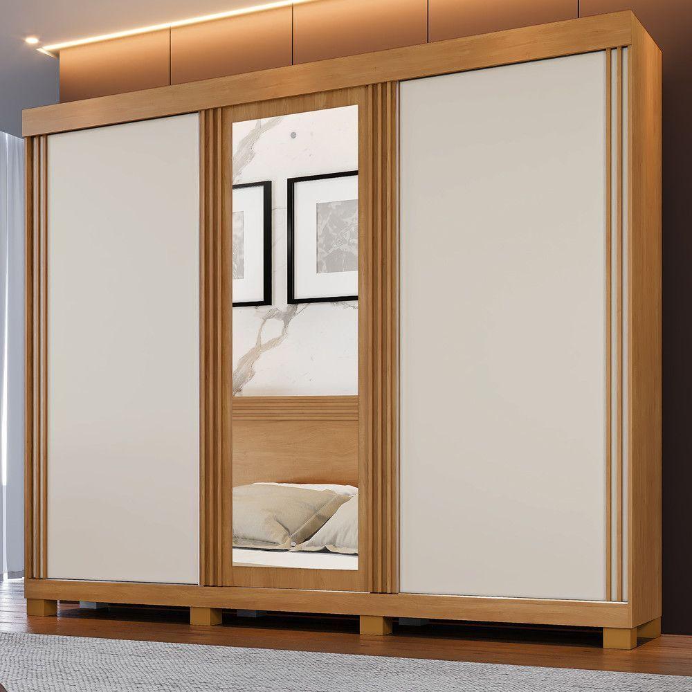 Guarda Roupa Siena 3 Portas Ripado 6 Gavetas 9 Prateleiras Cinamomo-off Flex - 4