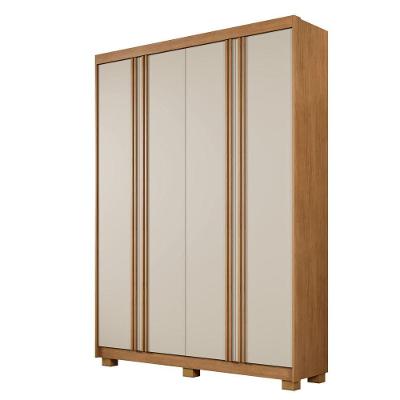 Guarda Roupa Porto 4 Portas Ripado 3 Gavetas 8 Prateleiras Cinamomo Off