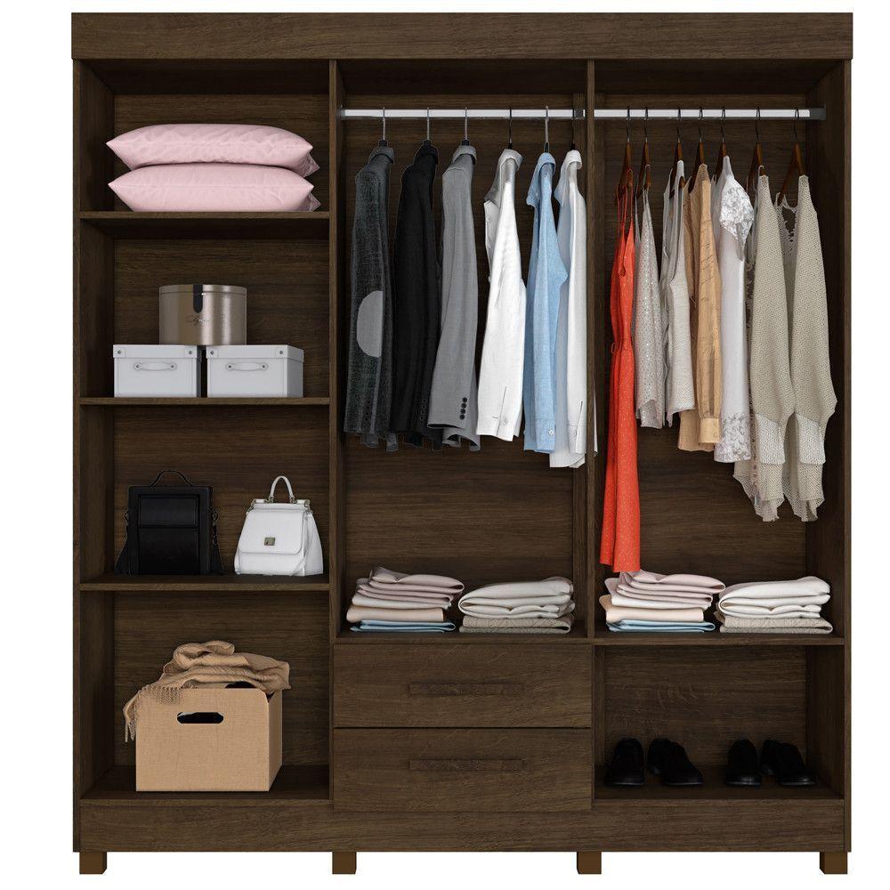 Guarda Roupa New Copacabana 6 Portas 2 Gavetas 7 Prateleiras Imbuia - 3