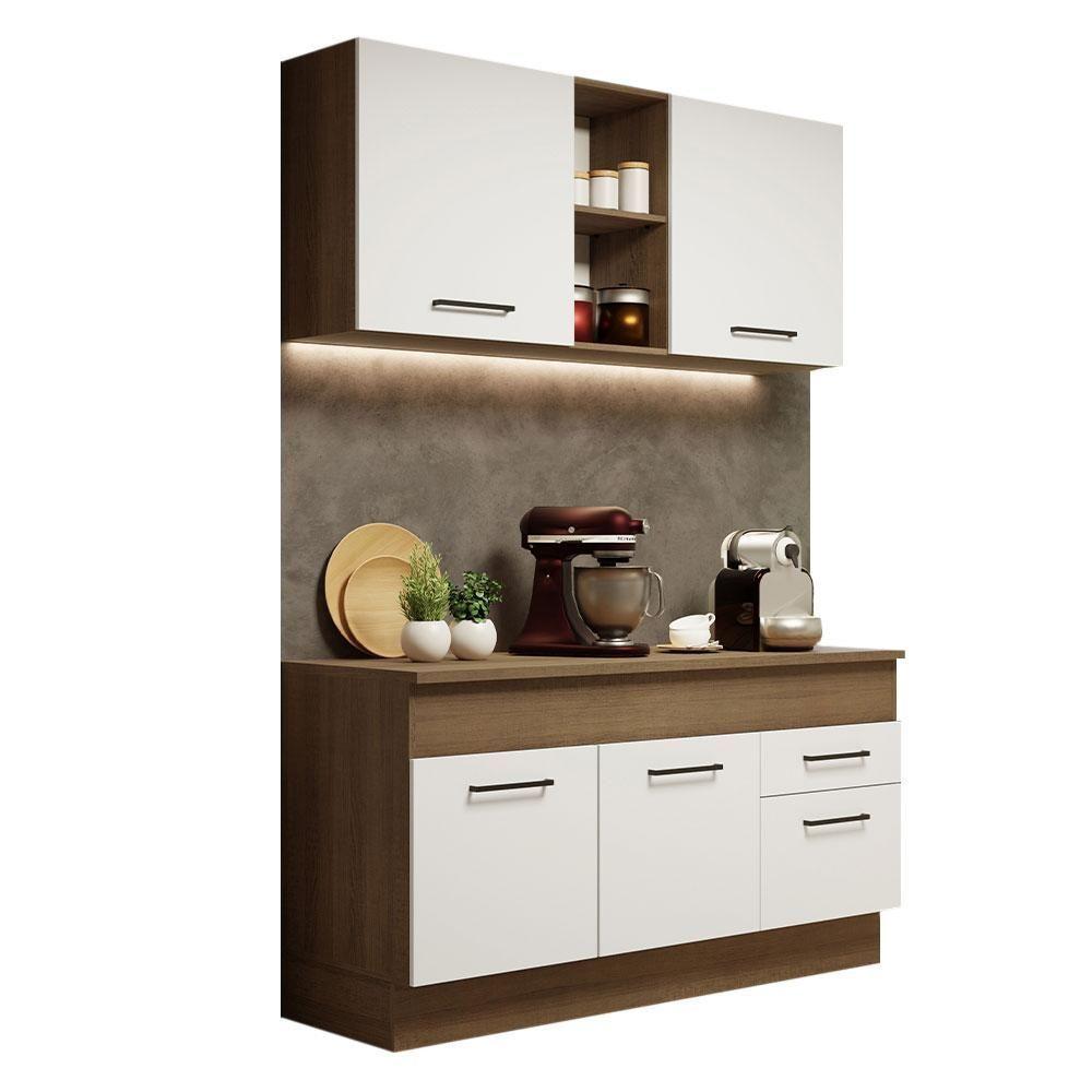 Cozinha Compacta 150001 Com Armário E Balcão Rustic/branco - 9