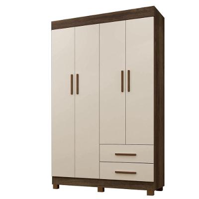 Guarda Roupa New Copacabana 4 Portas 2 Gavetas 5 Prateleiras Imbuia Off