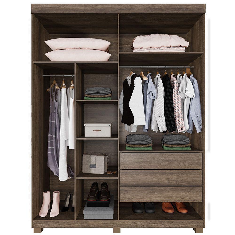 Guarda-roupa Filadélfia 4 Portas 3 Gavetas - Benetil Imbuia Off - 3
