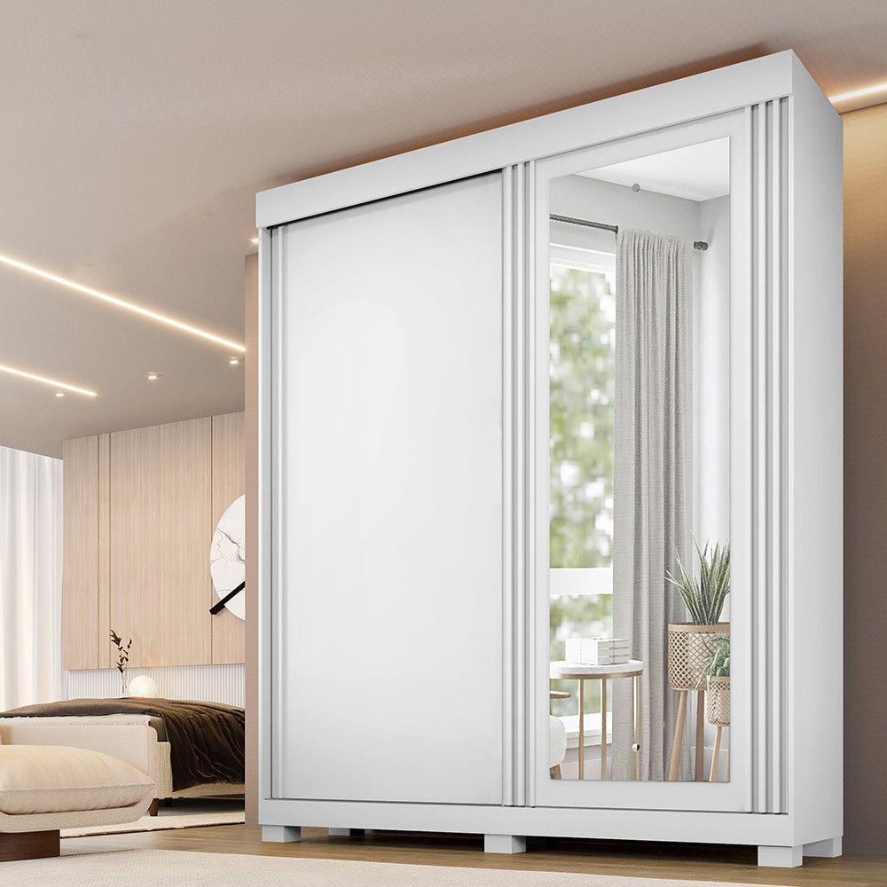 Guarda-roupa Mônaco - 2 Portas 3 Gavetas C/ Espelho -benetil Branco - 2