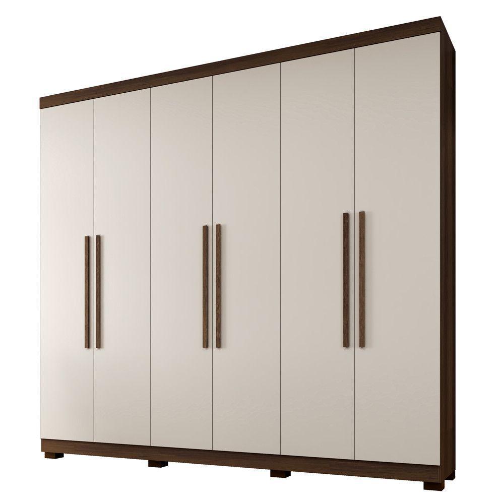 Guarda Roupa New Master 6 Portas 4 Gavetas 10 Prateleiras Imbuia Off - 1