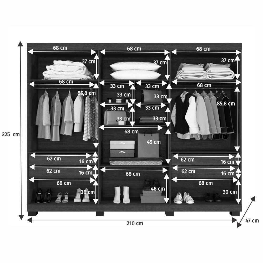 Guarda Roupa New Master 6 Portas 4 Gavetas 10 Prateleiras Imbuia Off - 5