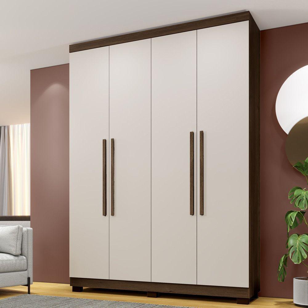 Guarda Roupa New Master 4 Portas 3 Gavetas 8 Prateleiras Imbuia Off - 2