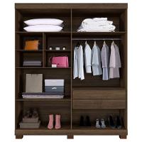 Guarda Roupa New Master 4 Portas 3 Gavetas 8 Prateleiras Imbuia Off - 3