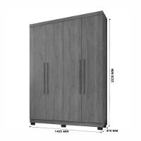 Guarda Roupa New Master 4 Portas 3 Gavetas 8 Prateleiras Imbuia Off