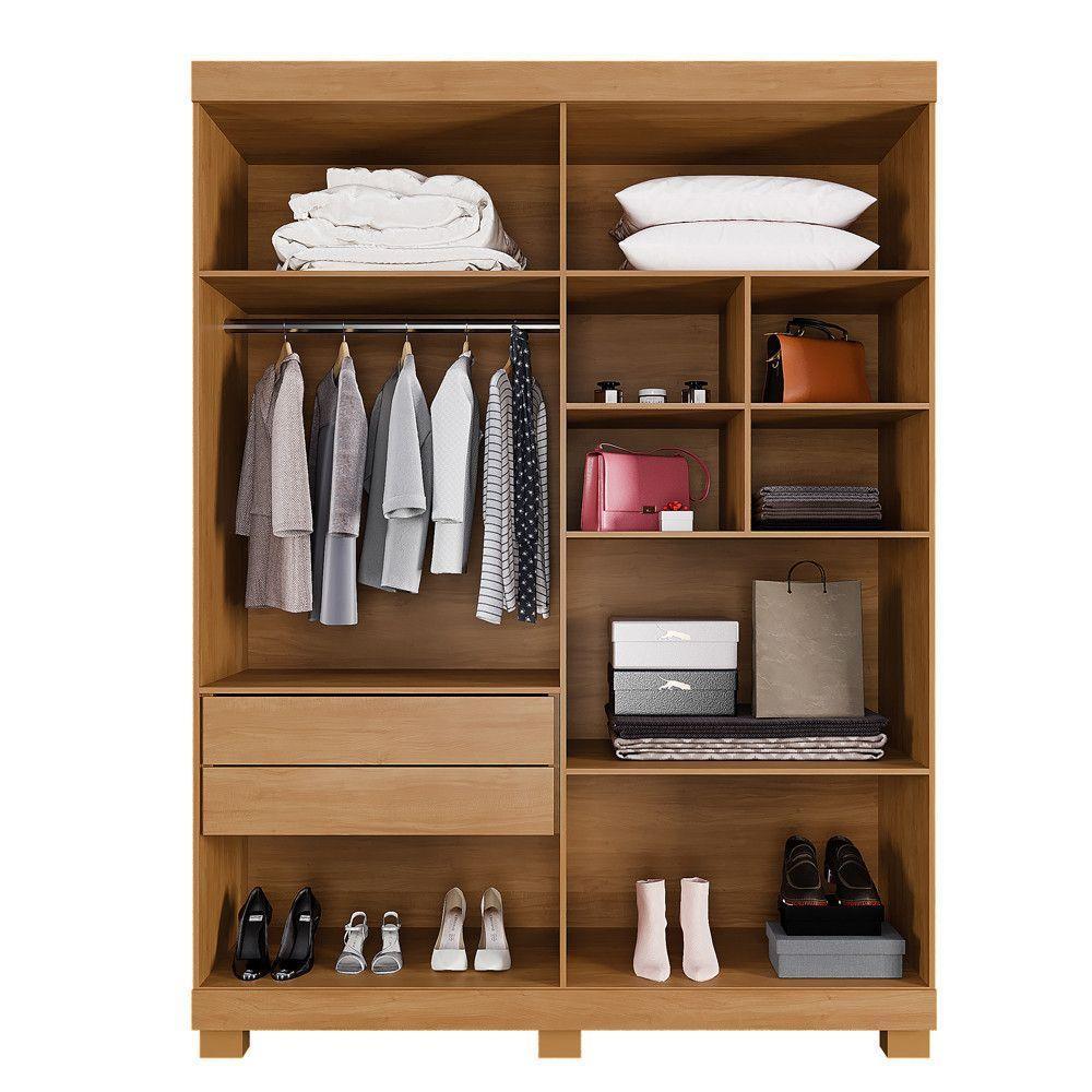 Guarda Roupa New Master 4 Portas 3 Gavetas 8 Prateleiras Cinamomo Off - 3