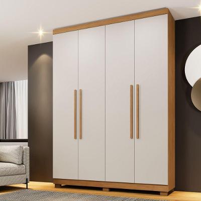 Guarda Roupa New Master 4 Portas 3 Gavetas 8 Prateleiras Cinamomo Off
