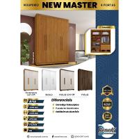 Guarda Roupa New Master 4 Portas 3 Gavetas 8 Prateleiras Cinamomo Off - 6