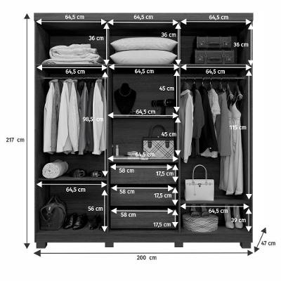 Guarda Roupa Millano 6 Portas Ripadas 4 Gavetas Cinamomo MDP