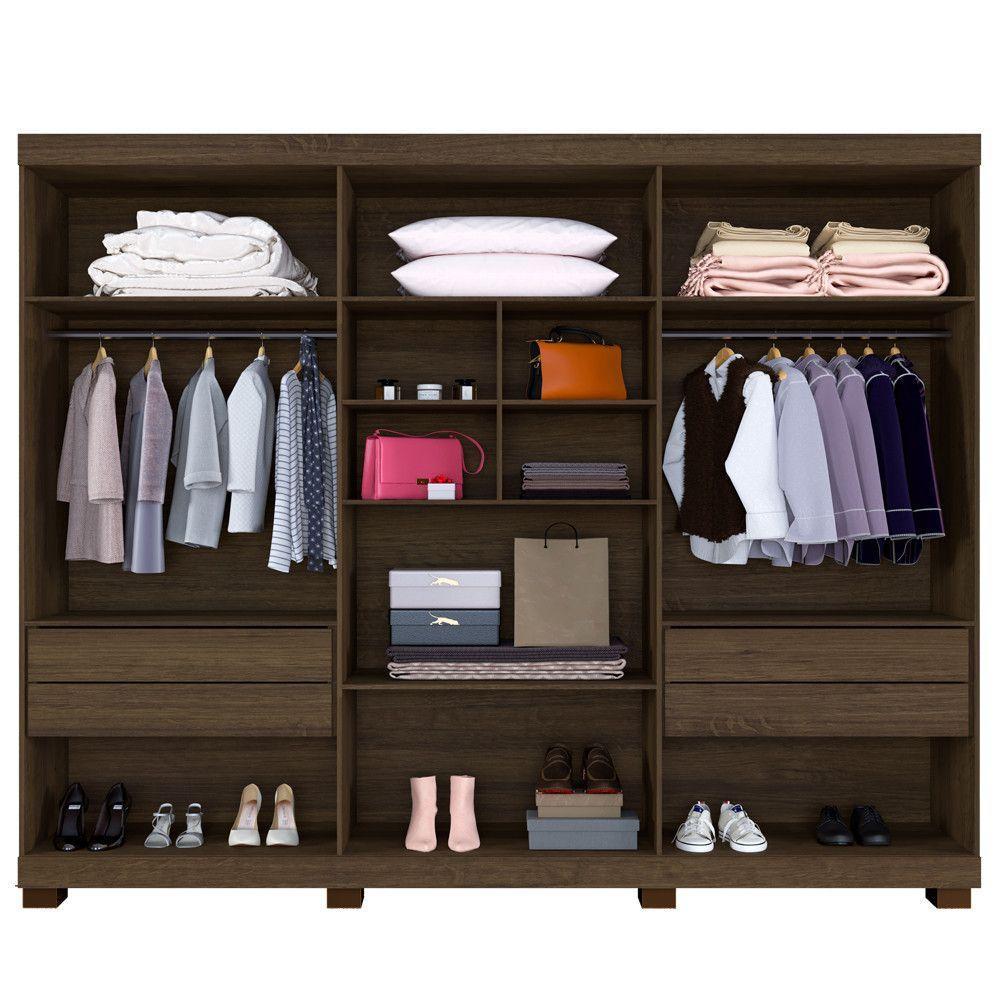 Guarda Roupa Viena 6 Portas 4 Gavetas 10 Prateleiras Imbuia Off - 3