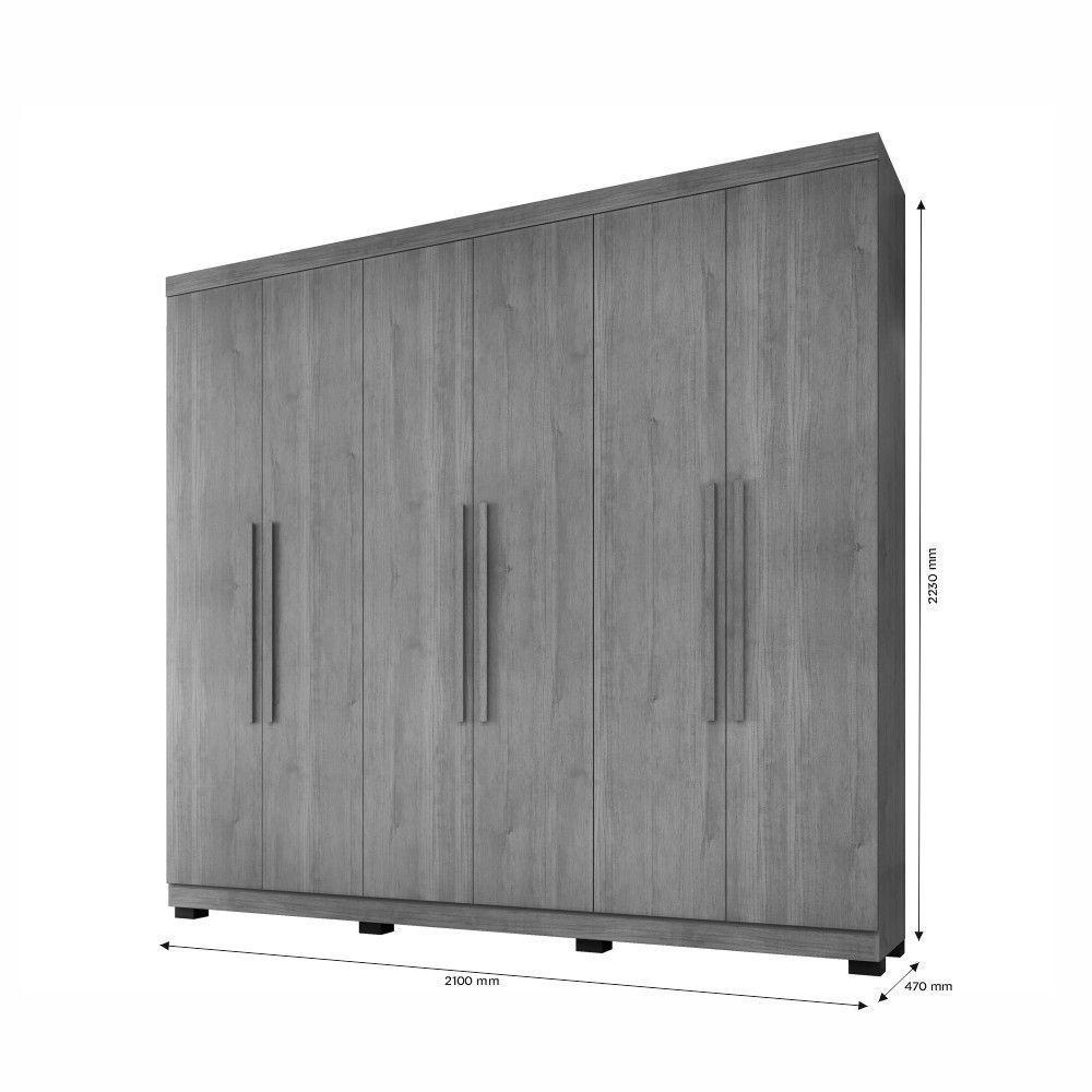 Guarda Roupa Viena 6 Portas 4 Gavetas 10 Prateleiras Imbuia Off - 4