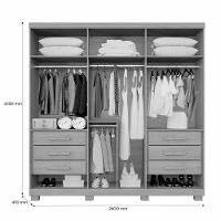 Guarda-roupa Moscou 6 Portas 6 Gavetas - Benetil Branco - 4