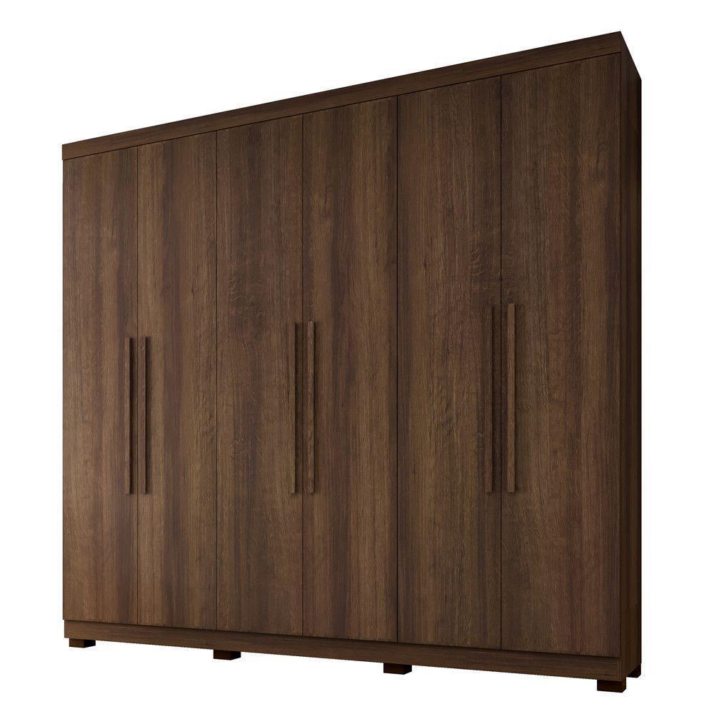 Guarda Roupa Viena 6 Portas 4 Gavetas 10 Prateleiras Imbuia - 1