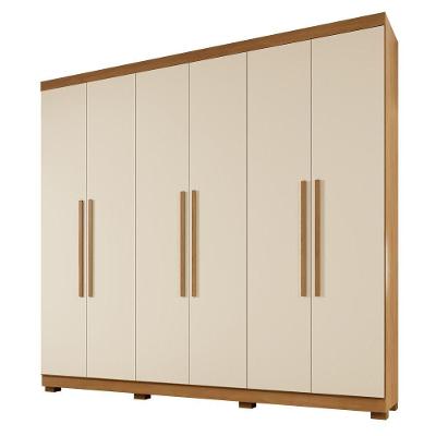 Guarda Roupa New Master 6 Portas 4 Gavetas 10 Prateleiras Cinamomo Off