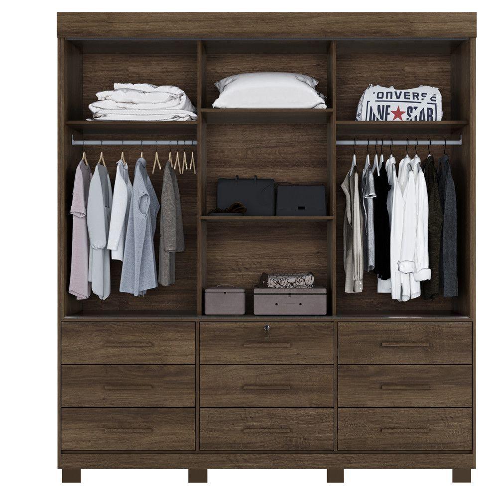 Guarda Roupa Londres 3 Portas 9 Gavetas 4 Prateleiras Imbuia-imbia Off Flex - 5