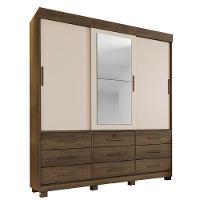 Guarda Roupa Londres 3 Portas 9 Gavetas 4 Prateleiras Imbuia-imbia Off Flex - 3