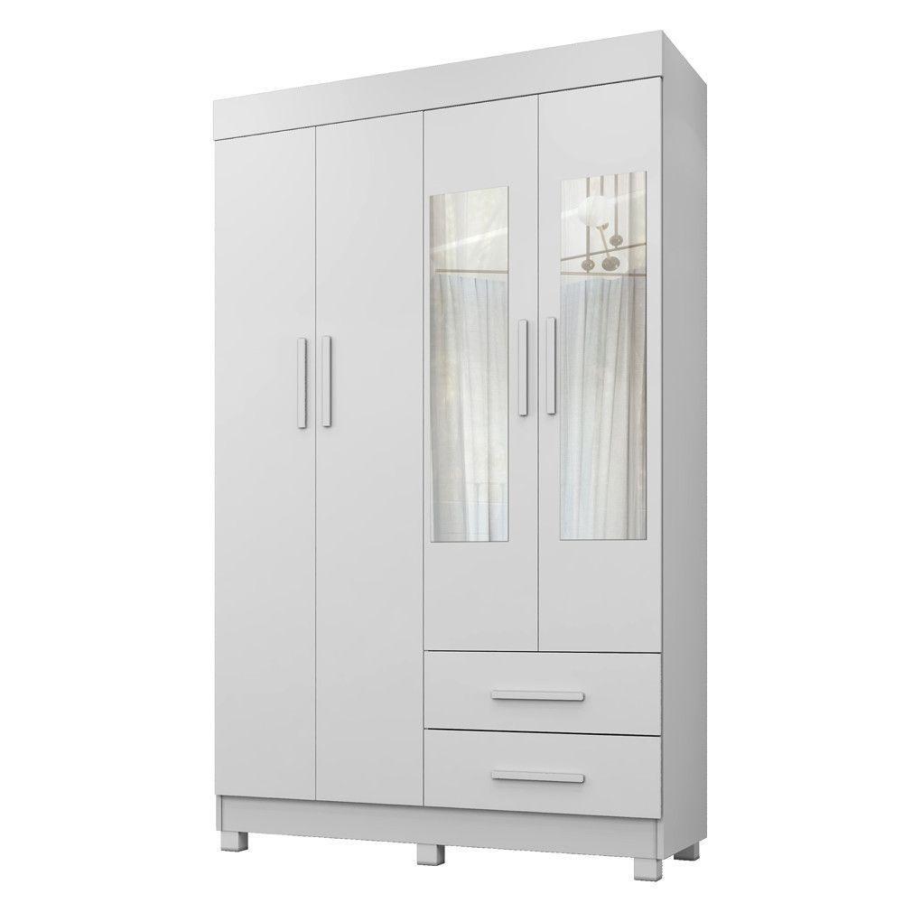 Guarda Roupa New Copacabana 4 Portas 2 Gavetas 5 Prateleiras Branco - 1
