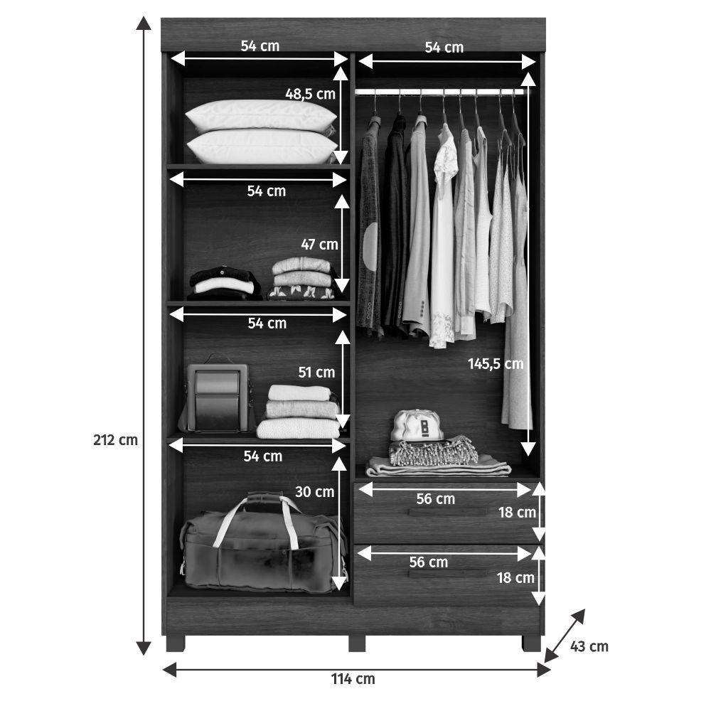 Guarda Roupa New Copacabana 4 Portas 2 Gavetas 5 Prateleiras Branco - 5